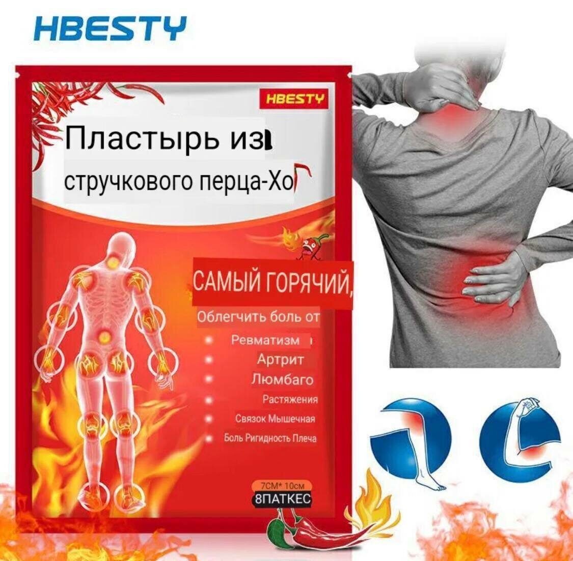 Обезболивающий перцовый пластырь Capsicum Plaster  Hot